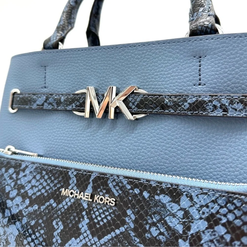 Michael Kors Large Reed Leather Belted Satchel Crossbody Bag & Large TZ Wristlet - Picture 2 of 15